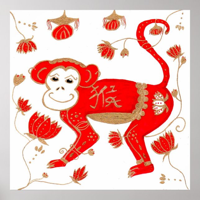 Chinesisches Monkey Astrologie Poster (Vorne)