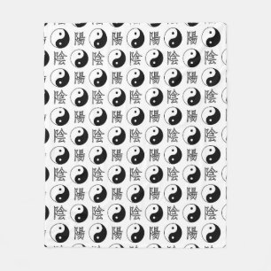 Chinesisches Muster des weißen Yinyang-Symbols Fleecedecke