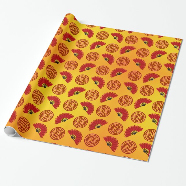 Chinesisches Muster Geschenkpapier (Ungerollt)