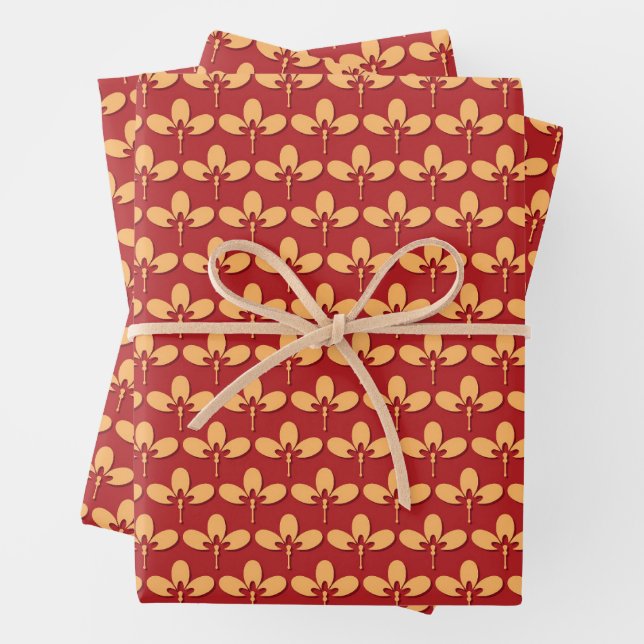 Chinesisches Muster Rot und Gold Geschenkpapier Set (Beispiel)