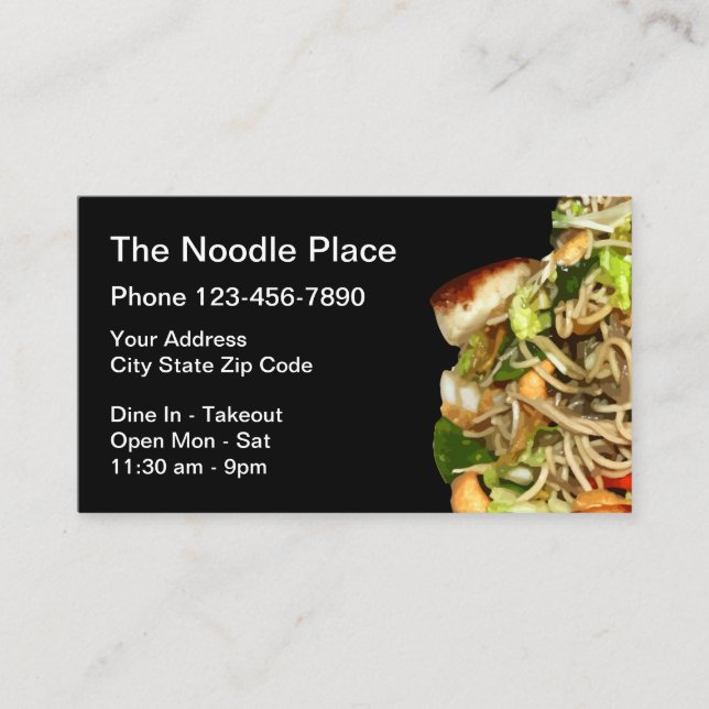 Chinesisches Nahrungsmittelrestaurant Visitenkarte (Vorderseite)