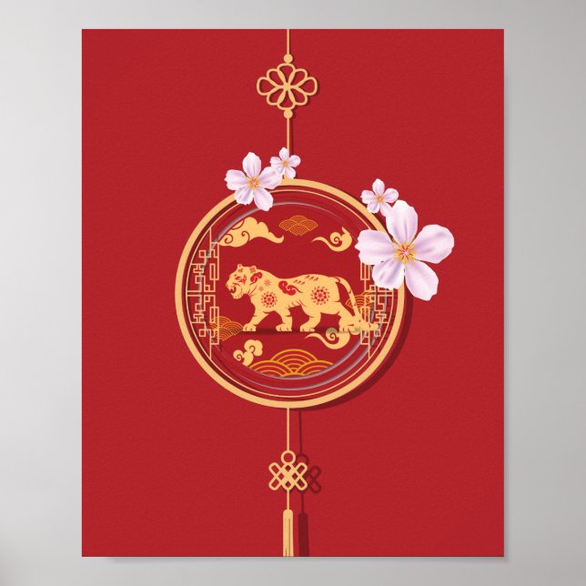 Chinesisches neues Jahr 2022 Jahr des Tigers. Poster (Vorne)