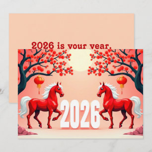 Chinesisches neues Jahr 2026 Feiertagskarte