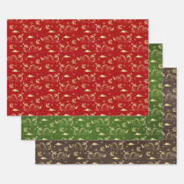 Chinesisches neues Jahr des Drachen 2024 Geschenkpapier Set