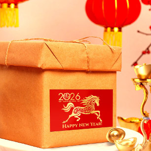 Chinesisches neues Jahr des Pferdes 2026 Rechteckiger Aufkleber