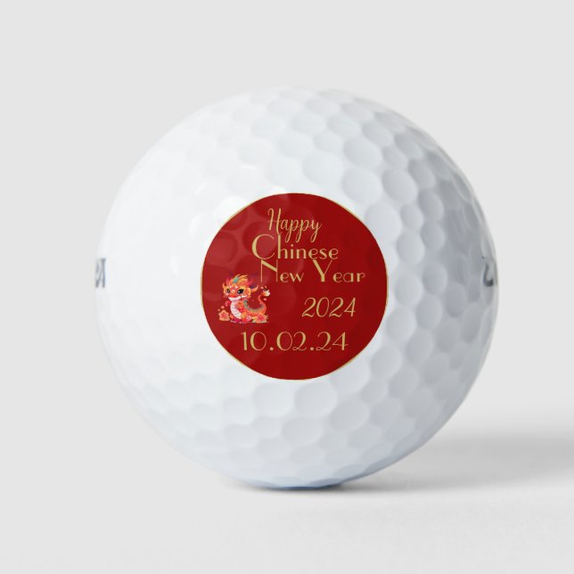 Chinesisches neues Jahr, Jahr des Drachen, rot und Golfball (Vorderseite)
