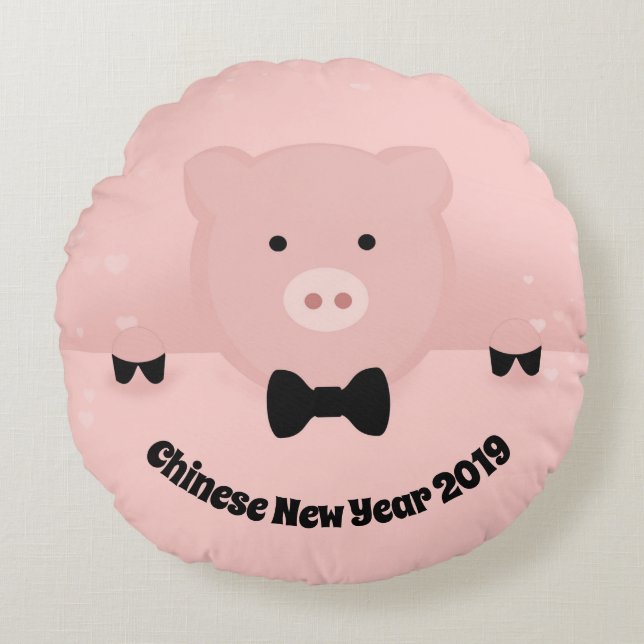 Chinesisches Neujahr 2019 Erdschwung in einer Kraw Rundes Kissen (Vorderseite)