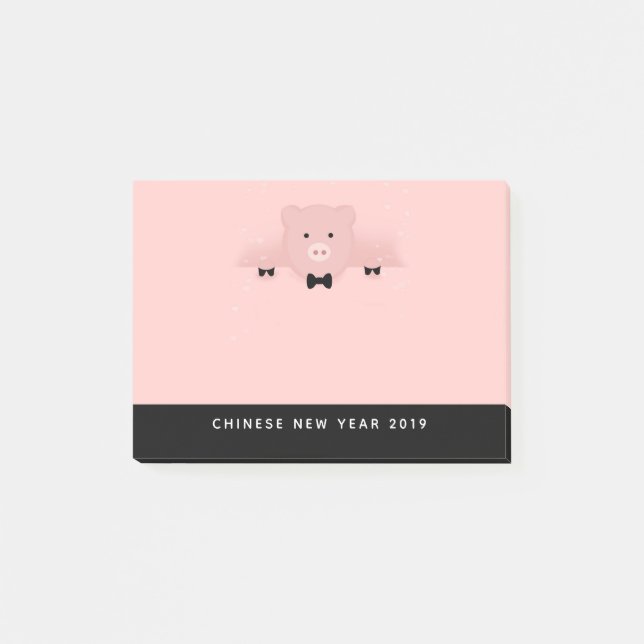 Chinesisches Neujahr 2019 Jahr des Schweins Post-it Klebezettel (Vorderseite)