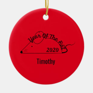 Chinesisches Neujahr 2020 Jahr der Ratte Keramik Ornament