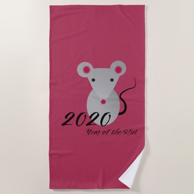 Chinesisches Neujahr 2020 Jahr der Ratte Strandtuch (Vorderseite)
