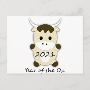 Chinesisches Neujahr 2021 Jahr des Ochsen Postkarte