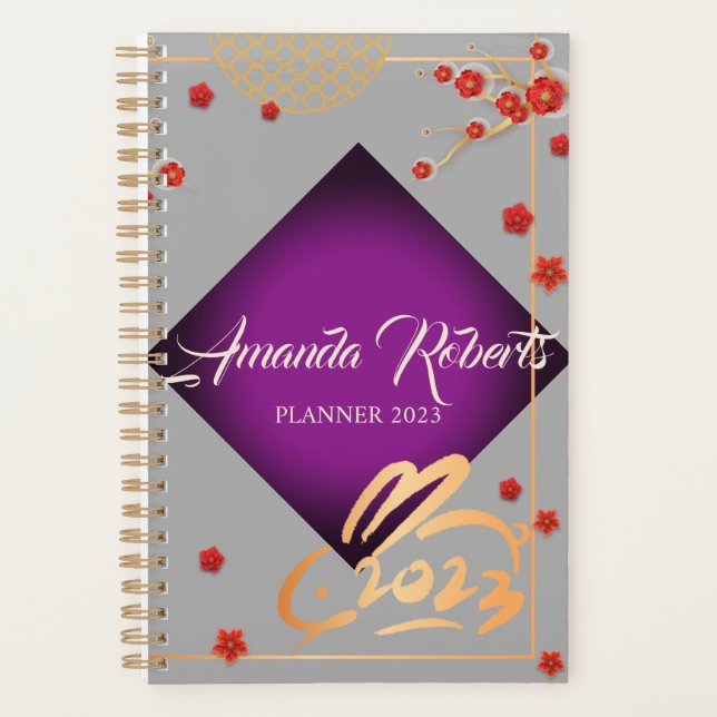 Chinesisches Neujahr 2023 Blume der Kaninchenplump Planer (Vorderseite)