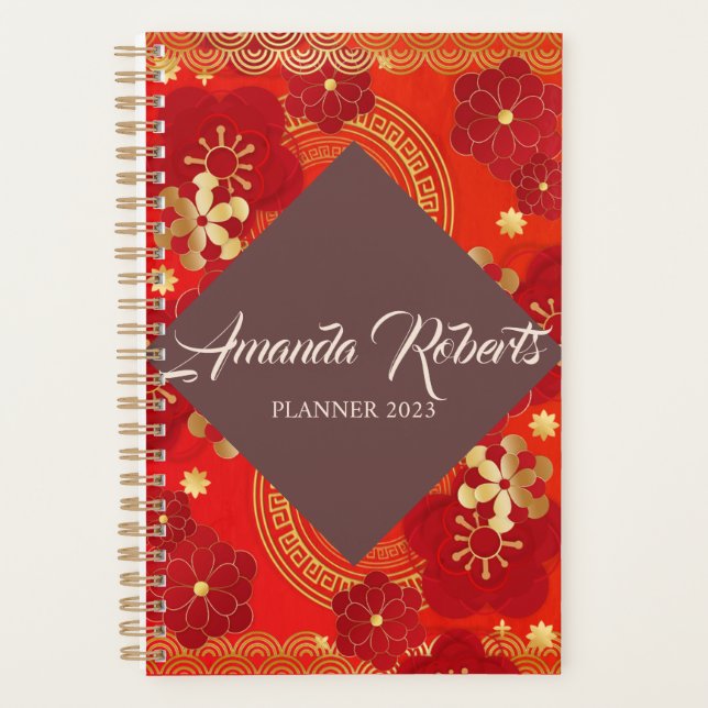 Chinesisches Neujahr 2023 Blume der Kaninchenplump Planer (Vorderseite)