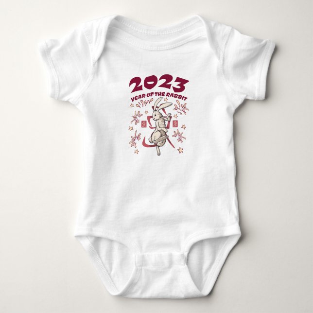 Chinesisches Neujahr 2023 - Jahr des Kaninchens Baby Strampler (Vorderseite)
