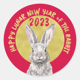 Chinesisches Neujahr 2023 Kaninchen Bunny Animal R Runder Aufkleber