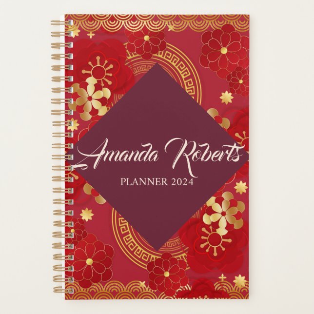 Chinesisches Neujahr 2024 Blume-Planer für die Plu Planer (Vorderseite)