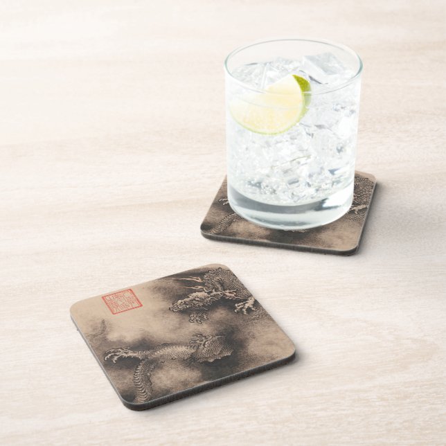 Chinesisches Neujahr 2024 Gemäldedrache squC Untersetzer (Rechte Seite)