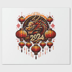 Chinesisches Neujahr 2024 Geschenkpapier