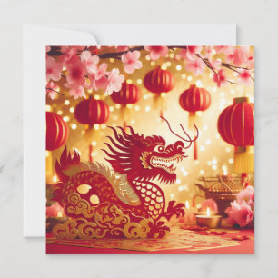 Chinesisches Neujahr 2024 Jahr des Drachen Feiertagskarte