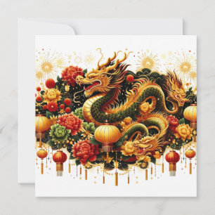Chinesisches Neujahr 2024 Jahr des Drachen Feiertagskarte