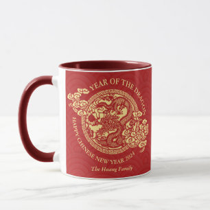 Chinesisches Neujahr 2024, Jahr des Drachenrotes Tasse
