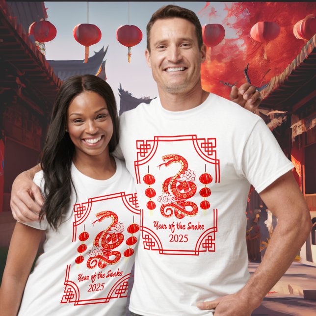 Chinesisches Neujahr 2025 Die Snake Lantern Ecken T-Shirt (Von Creator hochgeladen)
