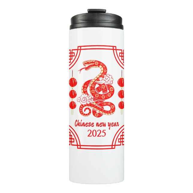 Chinesisches Neujahr 2025 Die Snake Lantern Ecken Thermosbecher (Vorderseite)