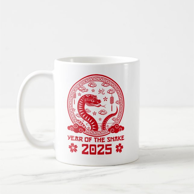 Chinesisches Neujahr 2025 Jahr der Schlange Kaffeetasse (Links)