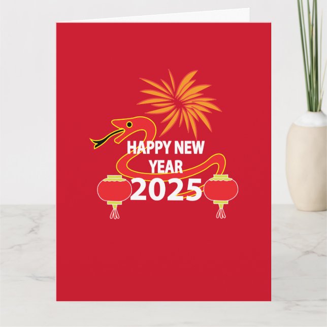 Chinesisches Neujahr 2025 Schlange Chinesisches Ne Karte (Vorderseite)