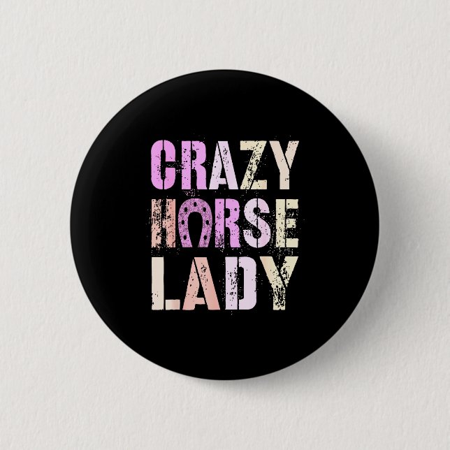 Chinesisches Neujahr 2026 Crazy Horse Lady Powered Button (Vorderseite)