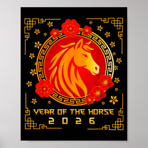 Chinesisches Neujahr 2026 des Pferdes Lunar Neujah Poster