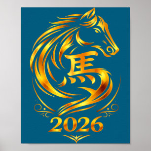 Chinesisches Neujahr 2026 Feuerpferd Poster