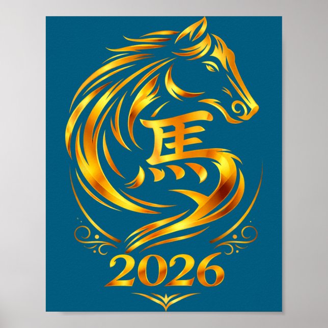 Chinesisches Neujahr 2026 Feuerpferd  Poster (Vorne)