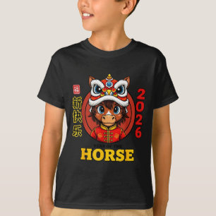 Chinesisches Neujahr 2026 Jahr das Pferd retro ele T-Shirt