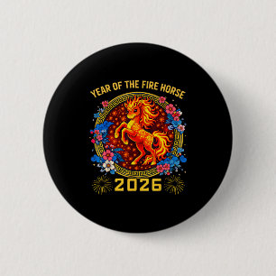 Chinesisches Neujahr 2026 Jahr des Feuerpferdes Button