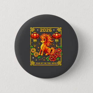 Chinesisches Neujahr 2026 Jahr des Feuerpferdes Ro Button