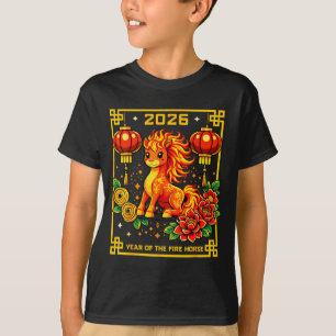 Chinesisches Neujahr 2026 Jahr des Feuerpferdes Ro T-Shirt