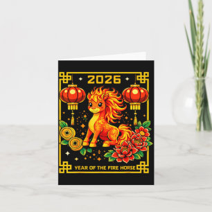 Chinesisches Neujahr 2026 Jahr des Feuerpferds Rot Dankeskarte