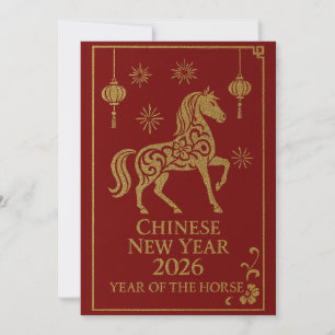 Chinesisches Neujahr 2026 - Jahr des Pferdes Feiertagskarte