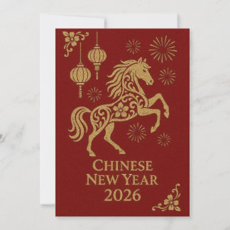 Chinesisches Neujahr 2026 - Jahr des Pferdes Feiertagskarte