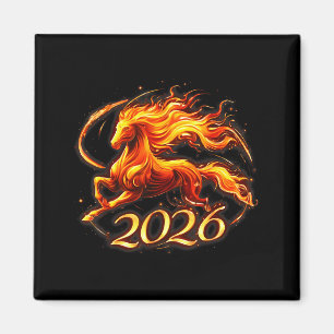Chinesisches Neujahr 2026 Jahr des Pferdes Feuerpf Magnet