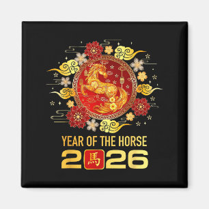 Chinesisches Neujahr 2026 Jahr des Pferdes Frohes Magnet