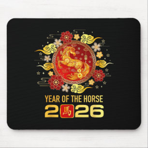 Chinesisches Neujahr 2026 Jahr des Pferdes Frohes Mousepad