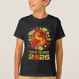 Chinesisches Neujahr 2026 Jahr des Pferdes Frohes  T-Shirt