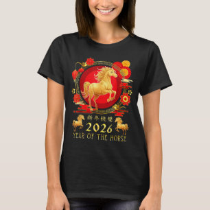 Chinesisches Neujahr 2026 Jahr des Pferdes für Fra T-Shirt