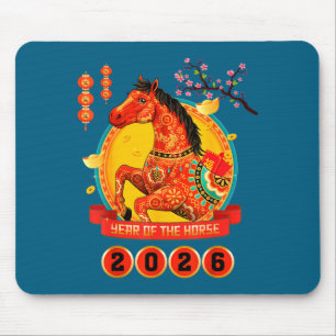 Chinesisches Neujahr 2026 Jahr des Pferdes Glückli Mousepad