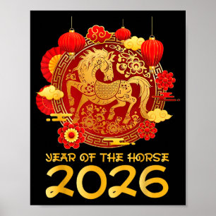 Chinesisches Neujahr 2026 Jahr des Pferdes Lunar N Poster