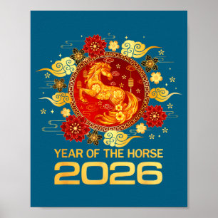 Chinesisches Neujahr 2026 Jahr des Pferdes Lunar N Poster