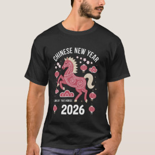 Chinesisches Neujahr 2026 Jahr des Pferdes Mondhor T-Shirt