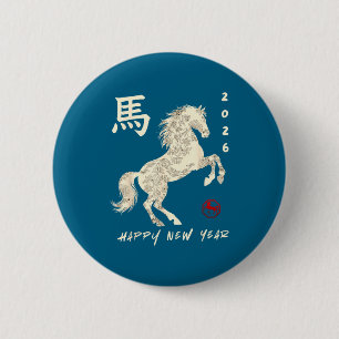 Chinesisches Neujahr 2026 Jahr des Pferdes Mondneu Button